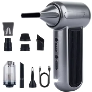 Compressed Air Duster and Vacuum Cleaner 52 m/s Wind Speed 2000 mAh x 2 Batteries for Car and Home