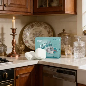 Concentrated Dishwasher Detergent Tabs Fast Dissolving Power & Odor Neutralizer Fresh Sparkling Results