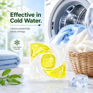 Concentrated Laundry Detergent Pods Anti Bacterial Floral Scent Strong Cleaning Power High Efficiency Fast Dissolving Low Foam
