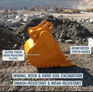 Construction and Farm Applicable Steel Scoop Crusher Bucket with Teeth for 5 6 Ton Excavators 1 Year Warranty