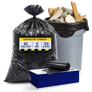 Contractor Trash Bags 42 Gallon 3.0 Mil Flaps Black Heavy Duty Garbage Bag 33 X 48 Clean-up Bags