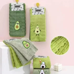 Coral Fleece Avocado Square Kitchen Cleaning Towel 30x30cm Soft Absorbent Multifunctional Embroidered Novelty Pattern Towel