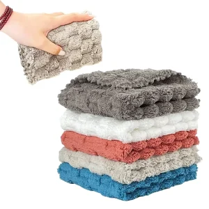 Coral Fleece Microfiber Kitchen Dish Cloth Super Absorbent Cleaning Towel Scouring Pad for Household and Car Use