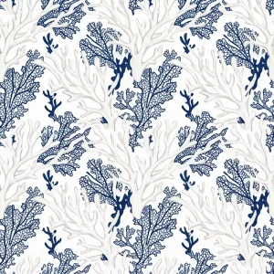 Coral Skeleton Pattern Tea Towel White Blue Cotton Dish Cloth for Coastal Kitchen