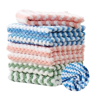Coral Velvet Dish Cloths Super Absorbent & Lint Free Coral Fleece Cleaning Cloth for Kitchen Cleaning