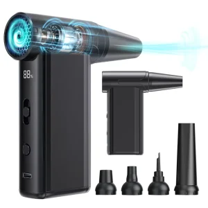 Cordless Brushless Motor Air Duster Compressed Air Blower Gun with Cleaning Brush for Computer Keyboard and Camera