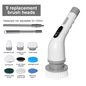 Cordless Cleaning Brush with Adjustable Extension Arm, IPX7 Waterproof Power Shower Scrubber