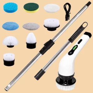 Cordless Electric Cleaning Brush 2-Speed Type-C Charging 9 Replaceable Brushes