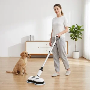 Cordless Electric Mop Detachable Battery Dual Rotating Wet Dry Floor Cleaning LED Light Water Sprayer Handheld Mop Scrubber