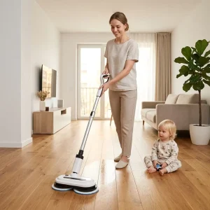 Cordless Electric Mop Upright Cleaner Wet Dry Floor Cleaning Machine Wireless Handheld Floor Mop with Spray Water LED Lights