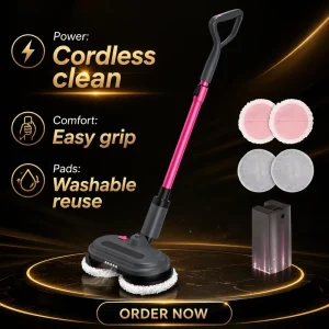 Cordless Electric Mop Upright Wet/Dry Floor Cleaning Machine Wireless Handheld Dual-Spinning Mop