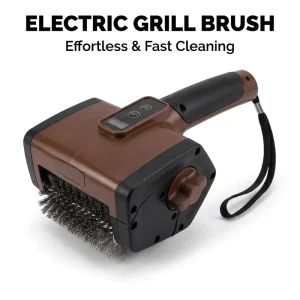Cordless Electric Rechargeable BBQ Grill Brush with Rotating Steel Roller and LED Display