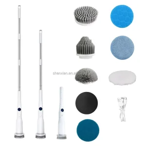 Cordless Electric Shower Scrubber, 4-Piece ABS Cleaning Brush Set for Bathroom and Toilet