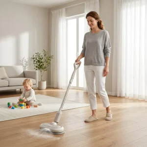 Cordless Electric Spin Mop with Water Spray and Detachable Battery Pack for Floor Waxing and Polishing