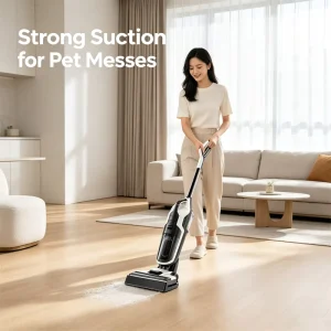 Cordless Floor Washer with Brushless Motor, Strong Suction, Dual Water Tanks, and Edge Cleaning