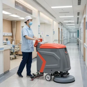 Cordless Hand Push Floor Scrubber with Roller Brush Deep Stain Removal for Retail Shop Hard Floor Cleaner for Gym Fitness Center