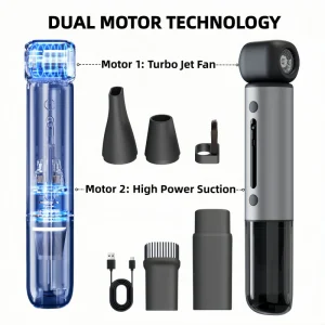 Cordless Mini Air Duster Vacuum 3-Speed 130000RPM Brushless for Photographers Gamers and IT Professionals