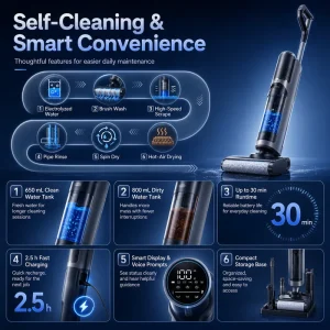 Cordless Wet Dry Vacuum Floor Washer All-in-One Vacuum Mop Cleaner for Hard Floors