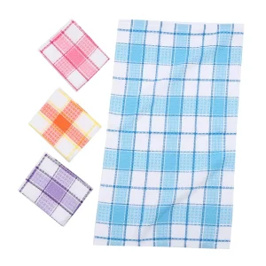 Coton Kitchen Dish Towels Waffle White Customized Technics Logo Fabric Packing Pattern Solid Color Design Feature
