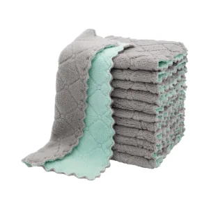 Cotton Kitchen Cloth Dish Towels Super Absorbent Coral Velvet Dishtowels Nonstick Oil Fast Drying Woven Technique Home