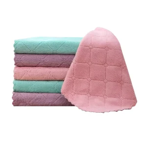 Cotton Nonwoven Square Polka Dot Kitchen Towel Set Quick Dry Eco Friendly Absorbent Non Stick Dishwashing Cloths Household