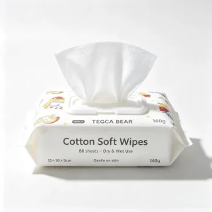 Cotton Soft Wipes 80 Sheets Dry Wipes for Face & Baby Dual Use Biodegradable OEM Available