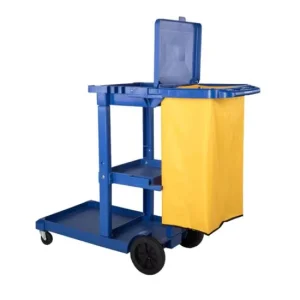 Covered Restaurant Cleaning Trolley Convenient Cart for Facility Maintenance