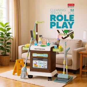 Cross border Children’s Plastic Simulation Cleaning Kit with Maintenance Tools Storage Cart Medical Trolley Toys for 4 6Y