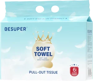 Crown Series Pull Out Facial Tissue 5 Layer Thickened Soft Skin Friendly Virgin Wood Pulp 6 Packs OEM ODM