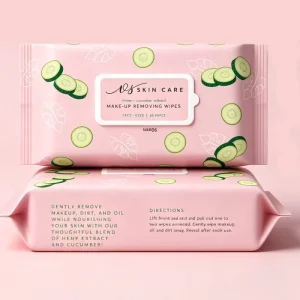 Cucumber Makeup Removing Wipes, Plant-Based Daily Facial Cleansing Wipes for Women