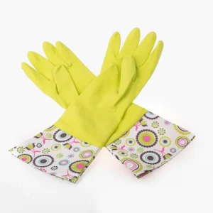 Cuff-Lengthened Latex Household Cleaning Gloves, Medium