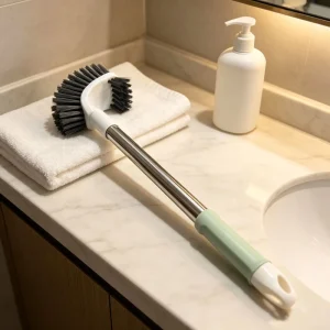 Curved Double-Sided Toilet Brush with Long Handle and Non-Slip Grip