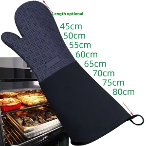Curved-Mouth Printed Silicone Oven Gloves Thickened Microwave Baking Heat-Resistant Kitchen Gloves
