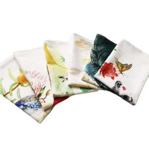 Custom 100% Cotton Flour Sack Kitchen Dish Towel Digital Print Floral Pattern Reusable Eco-Friendly Quick-Dry Tea Towel