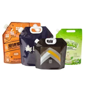 Custom 1L 2L 3L 4L 5L Plastic Liquid Soap Shampoo and Laundry Detergent Stand-Up Bag with Spout and Cap