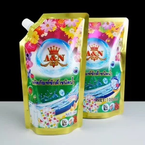 Custom 1L Laundry Soap Powder Dishwashing Liquid Packaging Spouted Bag Washing Refill Bags Cosmetic Refill Pouch with Spout