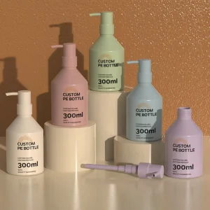 Custom 300ml Black Round Hand Sanitizer Bottle for Shampoo Lotion Screen Printing Cosmetic Packaging PE Plastic Bottle