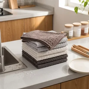 Custom 30×30 40×40 Waffle Antibacterial Towels Baristas Absorbent Coffee Cloths Kitchen Microfiber Dishcloth
