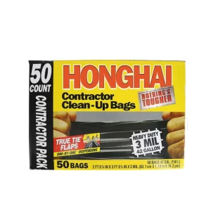 Custom 42 55 Gallon 3 Mil Flap Tie Wave Top PE Garbage Bags Industrial Contractor Clean-Up Outdoor Bags Made Polyethylene Resin