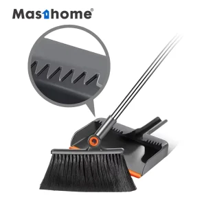 Custom Bent Look Series Broom and Dustpan Set 180 Degree Steel Handle Indoor Cleaning Broom and Dustpan Set