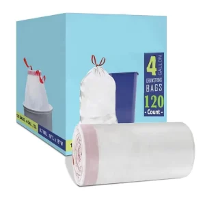 Custom Biodegradable Clear Plastic 13 Gallon Drawstring Trash Bags on Rolls