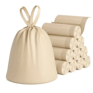 Custom Biodegradable Compostable Drawstring Garbage Bags, Tear Proof, Leak Resistant, Kitchen Household