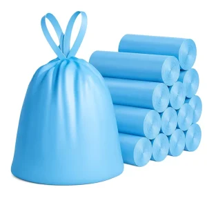 Custom Biodegradable Drawstring Garbage Bags, Heavy Duty, Puncture Resistant, Tear Proof, Waterproof, Commercial