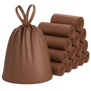 Custom Biodegradable Drawstring Garbage Bags, Tear Resistant, Leak Proof, Recyclable, Compostable, Household