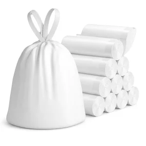Custom Biodegradable Drawstring Trash Bags, Durable, Waterproof, Tear Resistant, Commercial Office Refuse Sack
