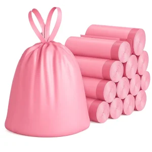 Custom Biodegradable Drawstring Trash Bags, Leak Proof, Tear Resistant, Thick, Recyclable, Household Waste