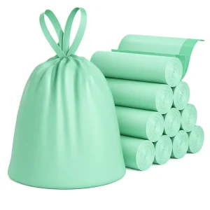 Custom Biodegradable Drawstring Trash Bags, Puncture Proof, Tear Resistant, Waterproof, Kitchen Household