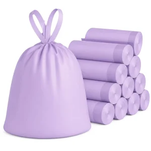 Custom Biodegradable Drawstring Trash Bags with Closure, Thick, Tear Proof, Leak Resistant, Kitchen Household