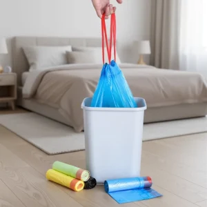 Custom Biodegradable Waterproof HDPE Drawstring Garbage Bags for Household Use