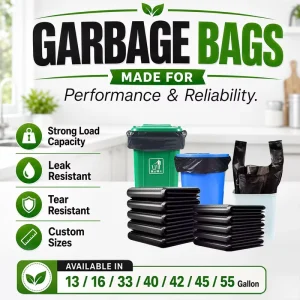 Custom Black Heavy Duty Side Gusset Trash Bags Heat Seal Embossing HDPE 500x700mm Household Use